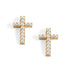 Small Cross w/ Pearls Stud - Gold